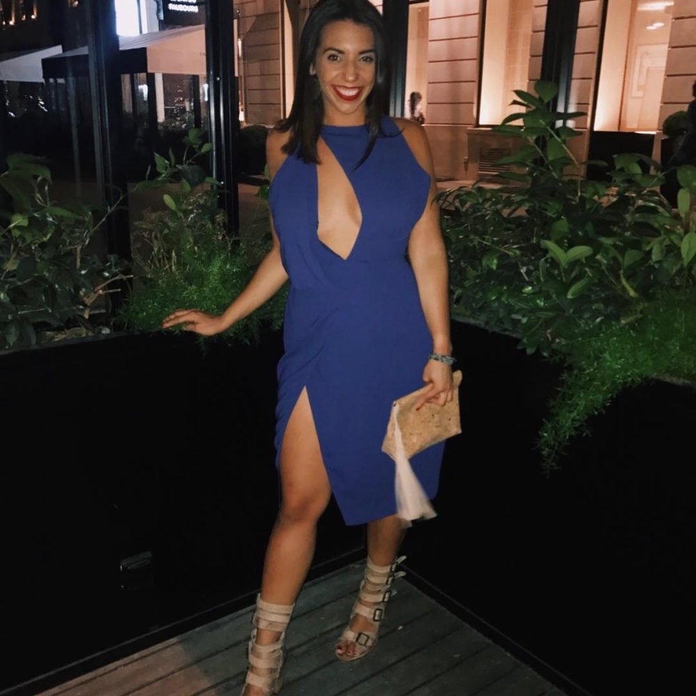StyleStalker Midi Navy Blue Cocktail Dress Size Small